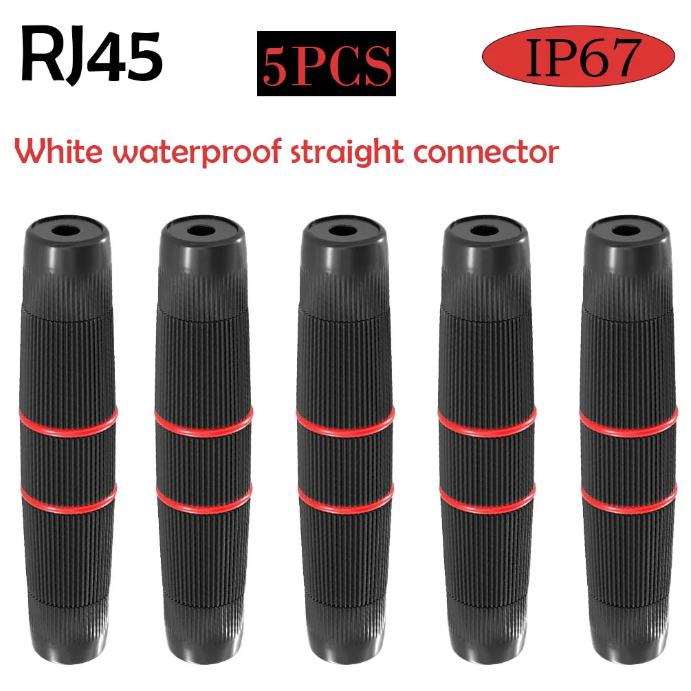 5PCS RJ45 connector IP67 waterproof Ethernet straight through adapter, used for outdoor broadband network cable extende，docking
