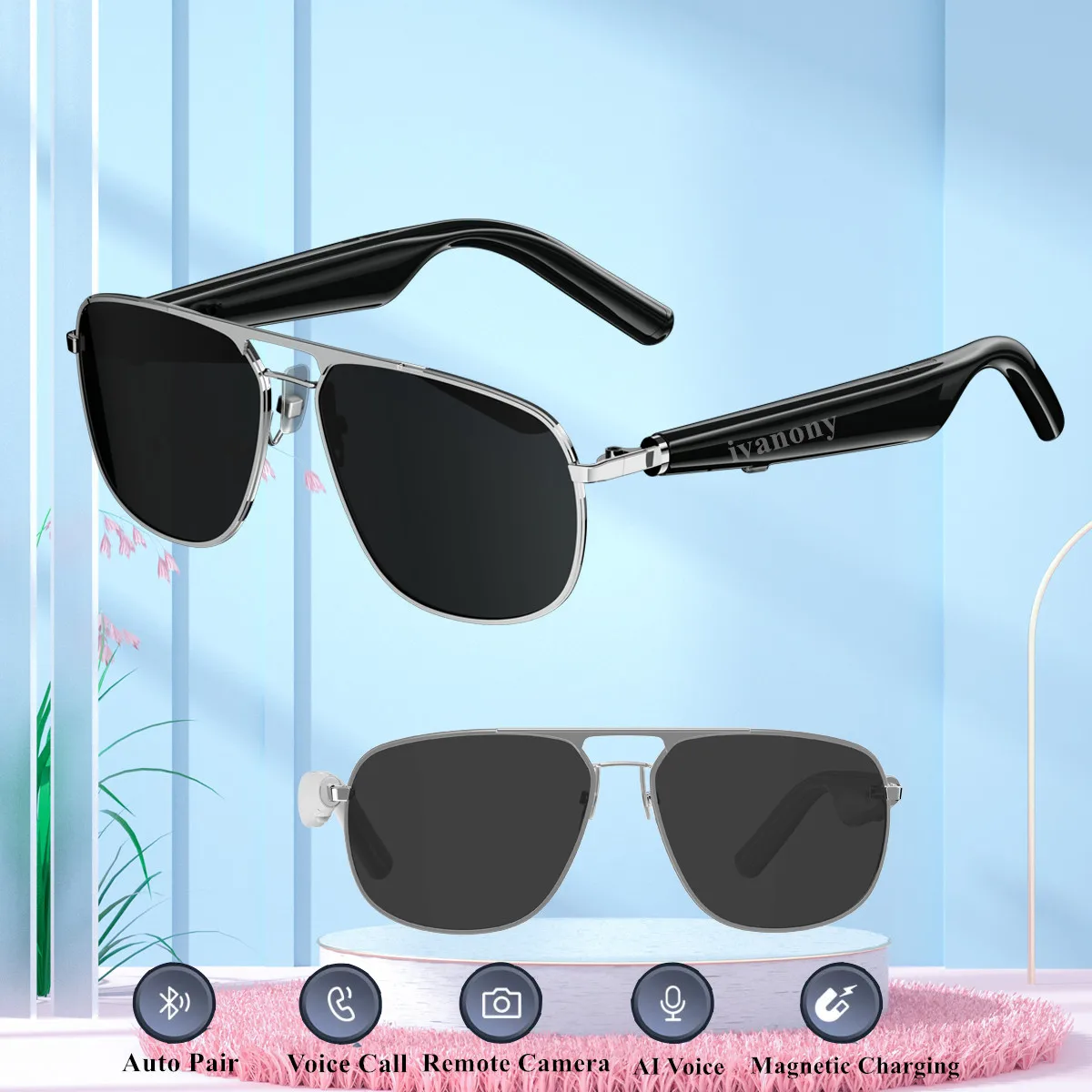 

Умные очки с искусственным интеллектом, Bluetooth-аудиовызов, голосовой помощник, прослушивание песен, передача языка, умные солнцезащитные очки в двойной оправе