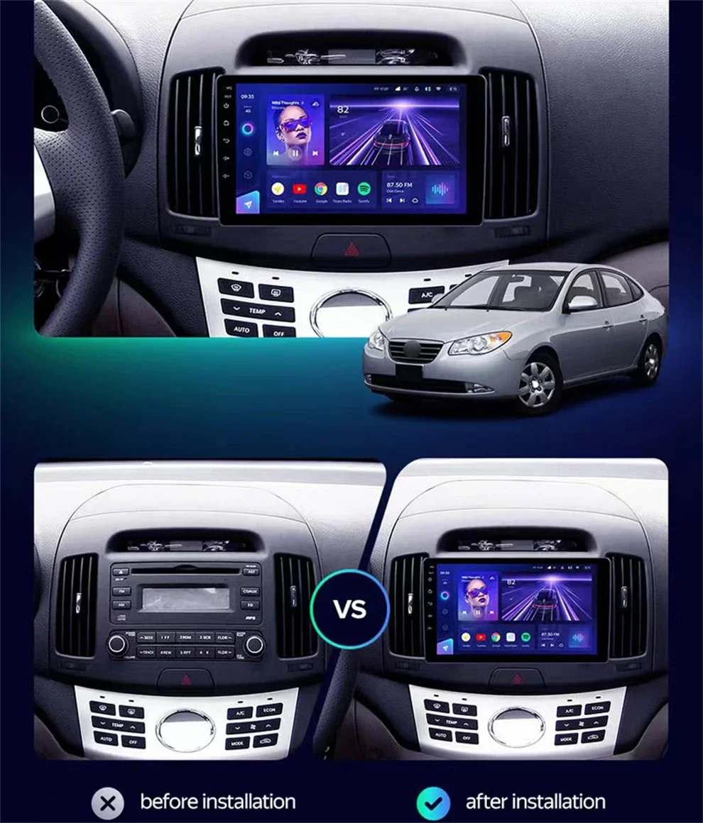 Per Hyundai Elantra 2006 -2010 2011 Android 13 autoradio lettore Video multimediale navigazione GPS Carplay 9 