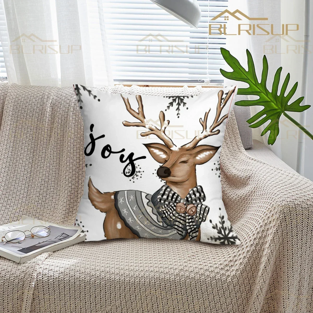 Christmas Pillowcase for Sofa 2024 New Year Home Decor Christmas Tree Elk Snowman Pillow Cover 16/18/20/24