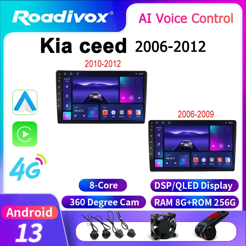 

Автомобильная радиостанция Roadivox Android для Kia ceed 2006 2012, стерео GPS-навигация, видео, мультимедийный плеер, магнитофон, carplay без 2din