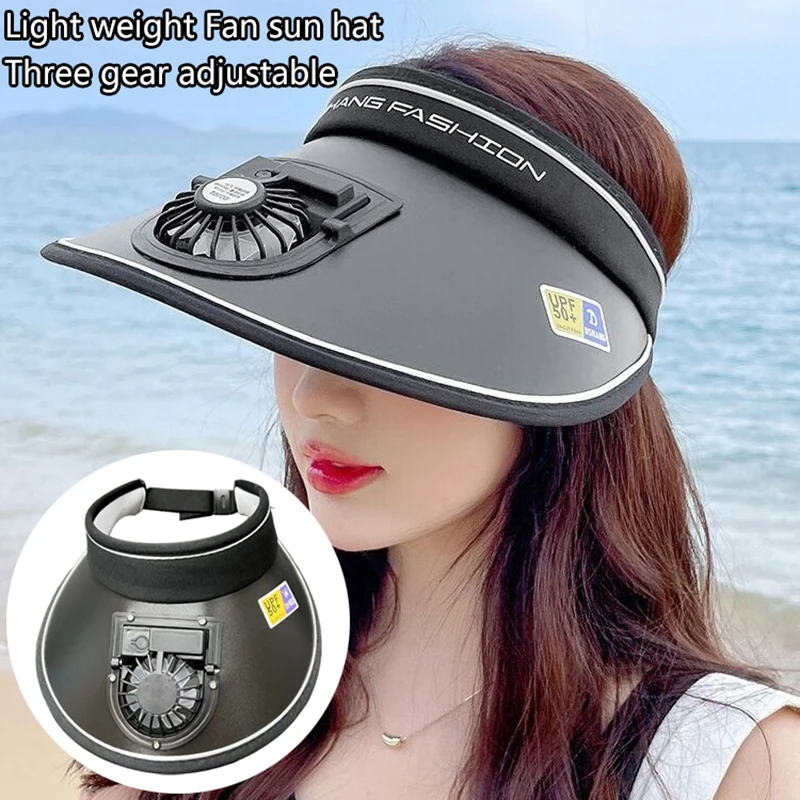 Breathable Cooling Fan Sunscreen Fan Sun Visor  Fishing  Cooling Peaked Cap Hat Usb Charging  Fan For Sport Sunhat