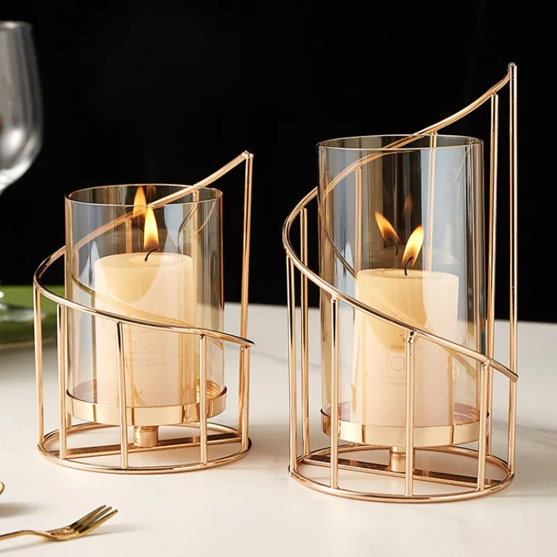 

Nordic Romantic Iron Candle Holder for Dining Table Luxury European Style Home Decor Wedding Candle Stand Atmosphere Dinner