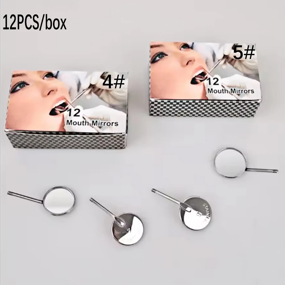 

Professional 12 Pieces Dental Mouth Mirror Kit 4 and 5 Size Handles Oral Care Reflectors for Dentist Examination Tools