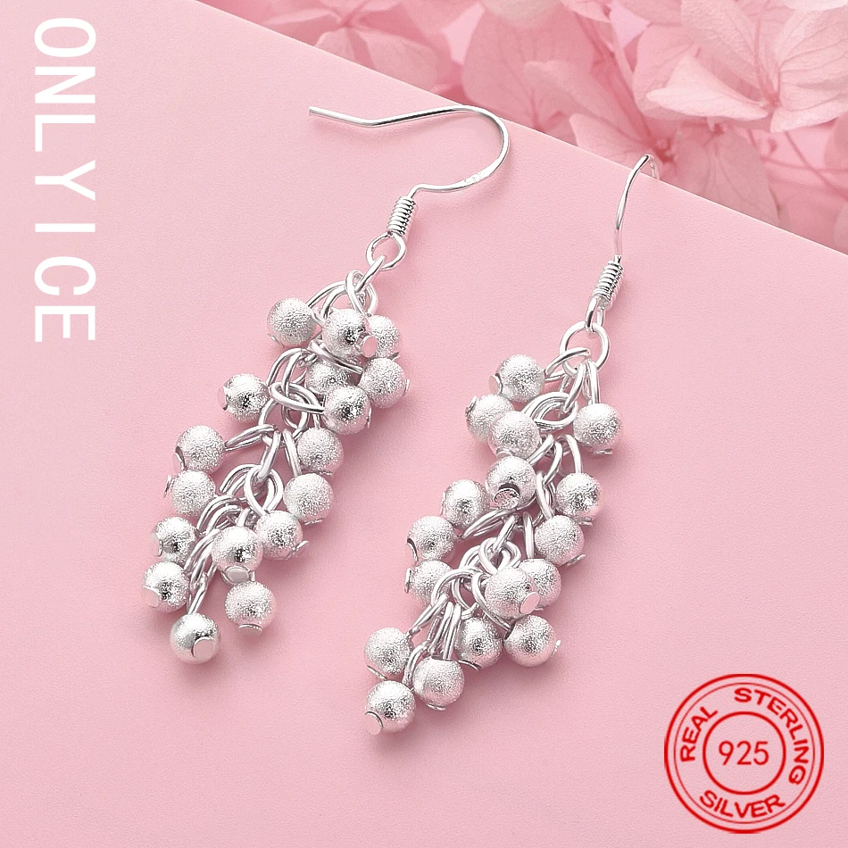 

Hot 925 Sterling Silver Grape Beads Earrings Drop Earrings Women Anniversary Gift Popular Wild Fashion Romantic Jewelry