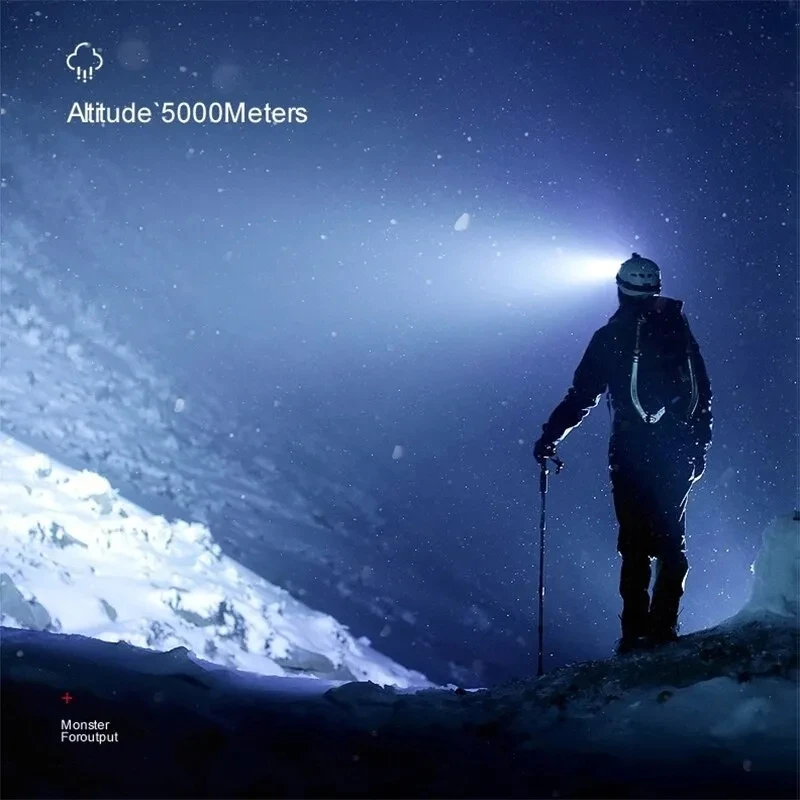 ไฟฉายคาดหัว LED 5ดวงชาร์จไฟได้ USB ในตัวแบตเตอรี่ lampu depan LED ตั้งแคมป์กันน้ำโคมไฟตกปลา