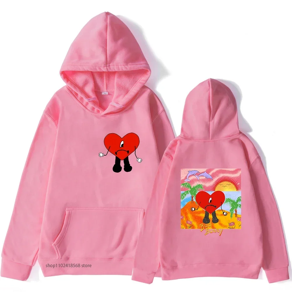 سيئة الأرنب هوديس الشارع الشهير للجنسين Un Verano Sin Ti البلوز الرجال أزياء ربيع الخريف الشتاء الملابس إلكتروني طباعة سوداديراس #3