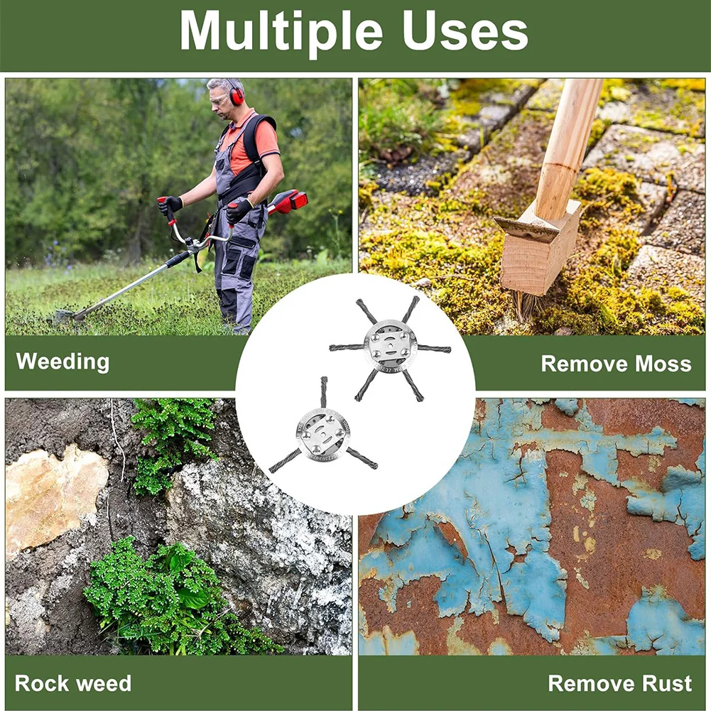 

2 шт. стальные проволочные щетки для триммера, универсальные насадки для удаления ржавчины и мха, для домашнего кустореза