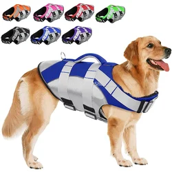 Pet Life Jackets Summer Dog Float Coat Adjustable Reflective Dog Swimming Clothes Pet Life Vest for Small Medium Large Dogs