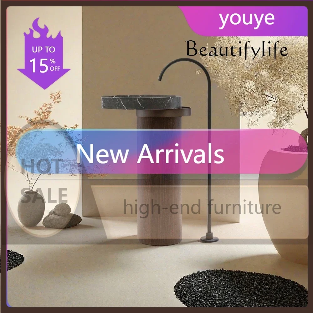 Aq v Q Medieval retro style black marble floor-to-ceiling bed and breakfast club Wash hands and face column basin