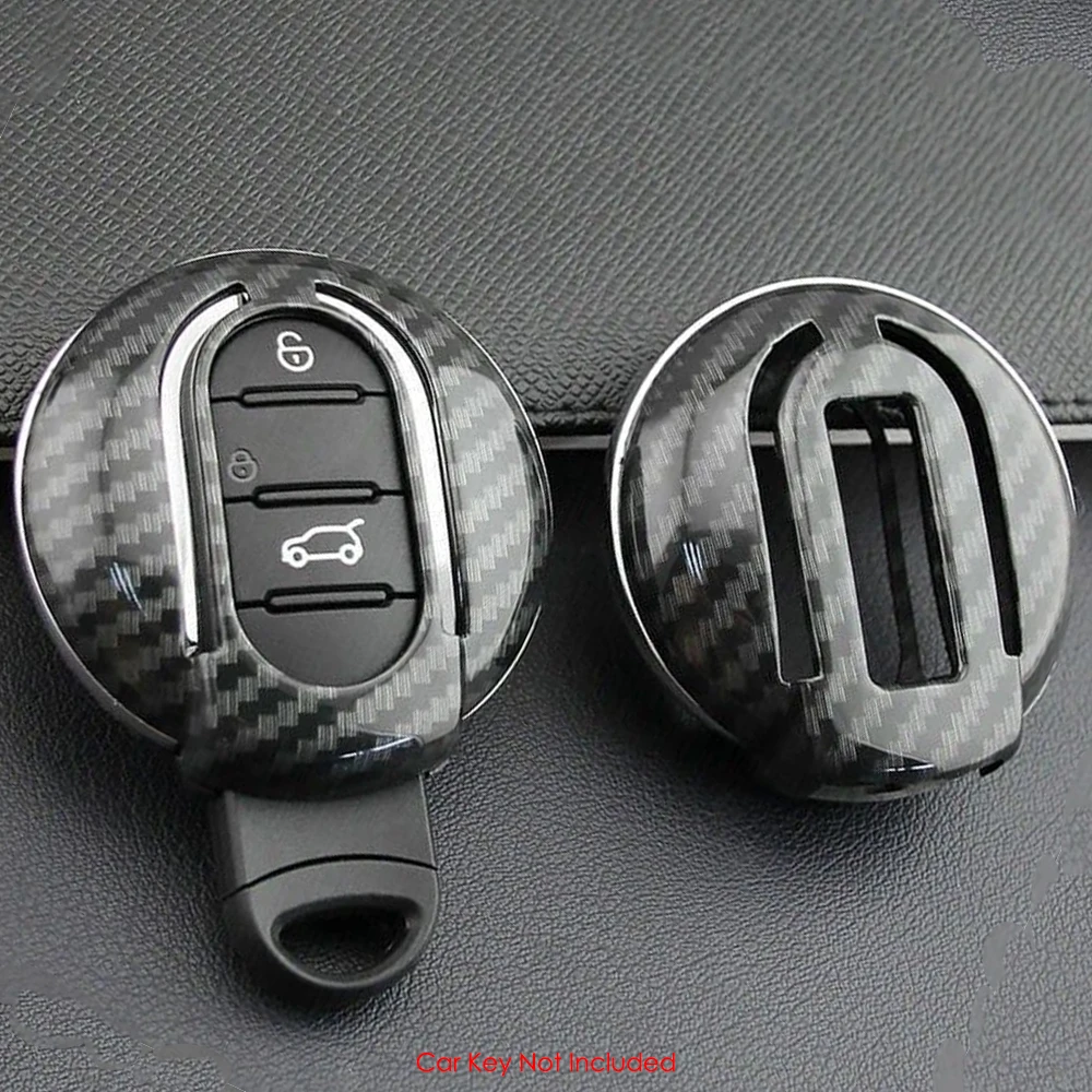 Carbon Fiber Car Key Case Full Cover Fob Shell Chain Ring For Mini Cooper Countryman Clubman F55 F56 F57 F60 F54