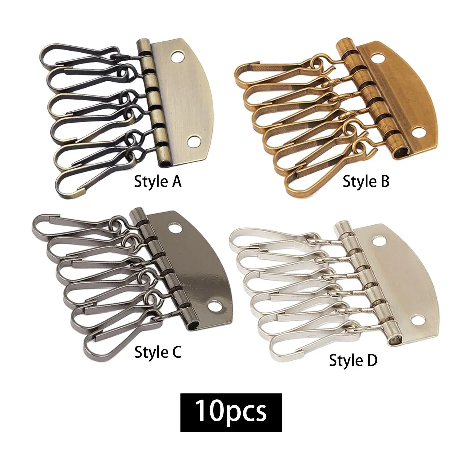 Key Chain with 6 Hooks Carabiner Clip for Making PU Leather Craft Key Case