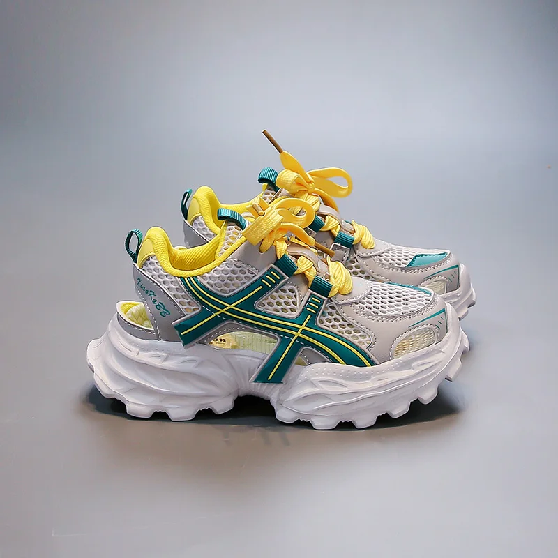 

Летняя дышащая детская повседневная обувь, амортизирующие кроссовки с сетчатым отскоком, модная и мягкая уличная повседневная обувь