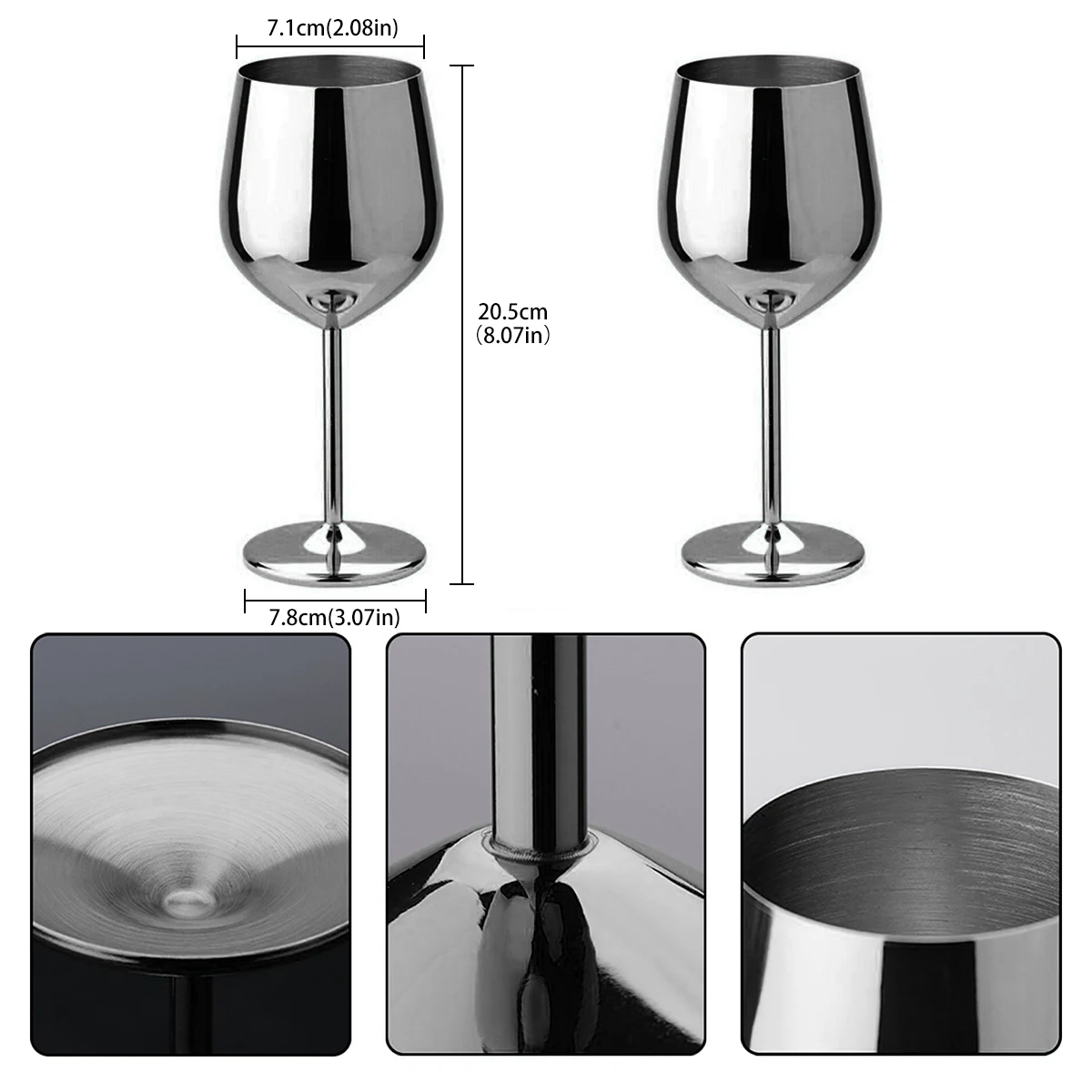 2Pcs Stainless Steel Wine Glasses 18oz Large Capacity Wine Goblets Unbreakable Rose Gold Wine Glasses Multifunctional Stainless