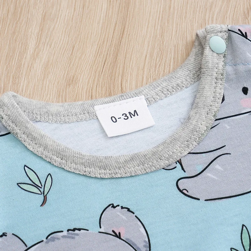 Newborn Baby Clothes blue koala-Print Fashion Infant Jumpsuit Toddler Short Sleeve One-piece Pajamas Boy Bodysuit Summer Romper