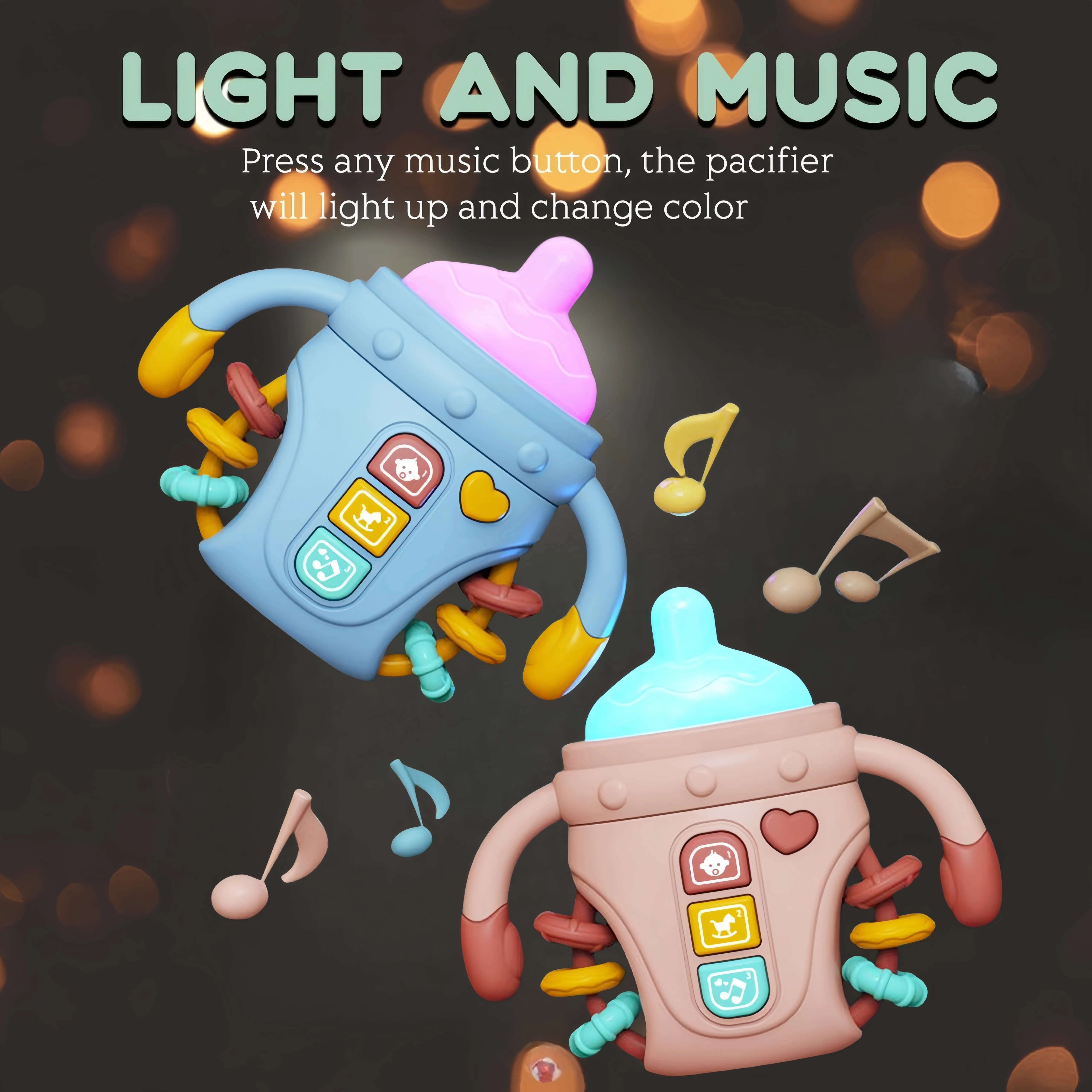 Elektronisch babyflesvormig speelgoed/rammelspeelgoed/muzikaal speelgoed, liedjes/Engelse woorden, geschikt voor baby's van 18 maanden oud, verjaardagscadeau