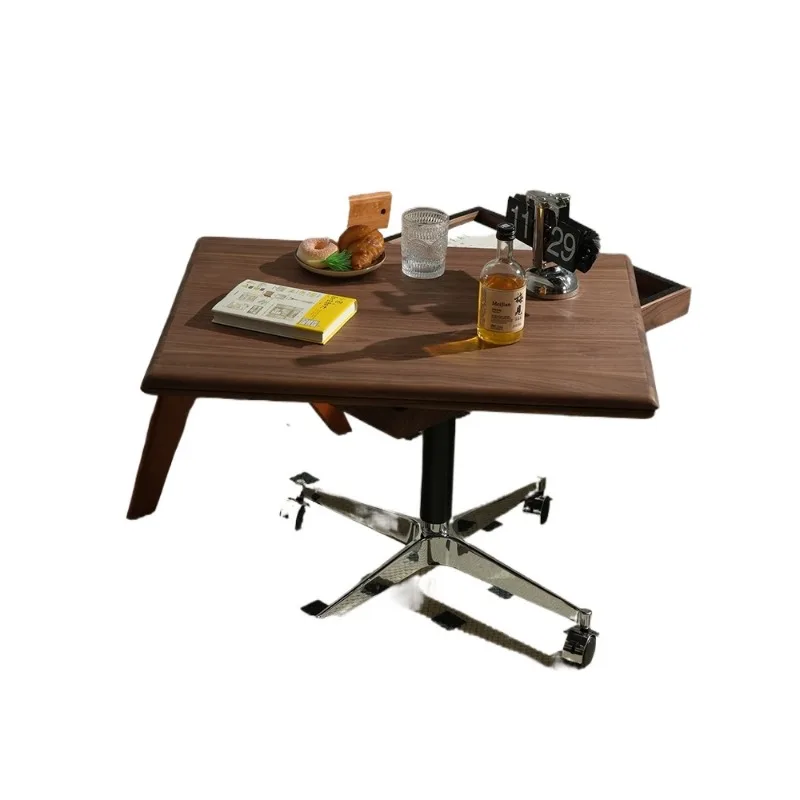 Furniture Solid wood lifting coffee table, mobile edge multi-functional foldable desktop dining table Household small apartment