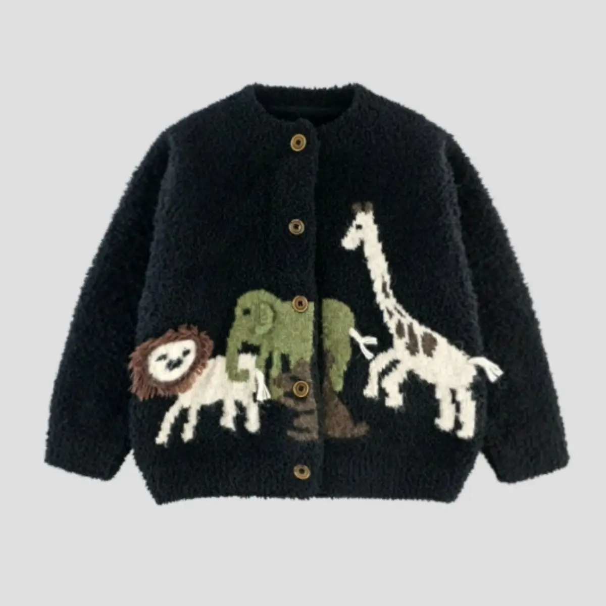 2026 Autumn Kids Half Fleece Knit Cardigan Warm Trendy Middle Children Sweater Coat Fashion Outerwear Top
