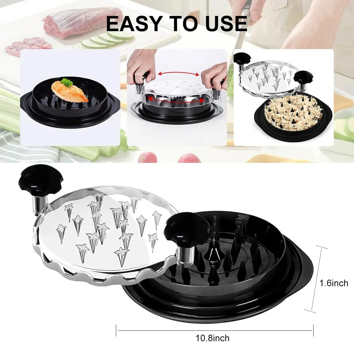 Chicken Shredder Tool Meat Breast Shredding Separation Mincing Grinder Machine with Lid for Shredding Chicken Pulled Pork Beef