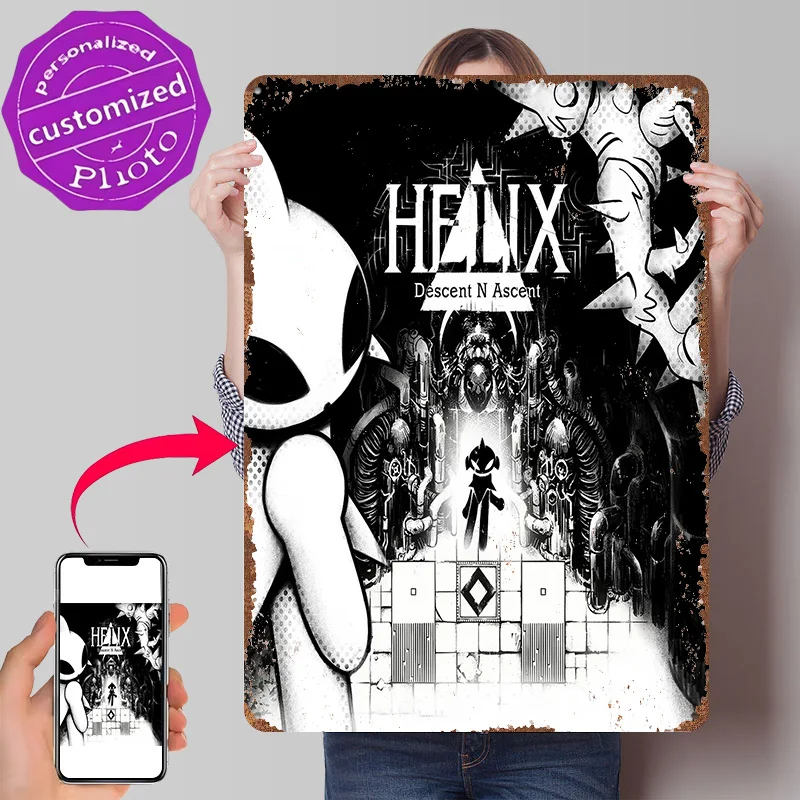 Helix Descent N Ascent Game Art 3D Texture Printed Poster Custom Vintage Metal Tin Plate Sign for Wall Art Bar Accessories Decor