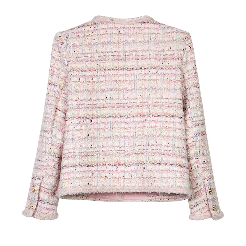 New Style Fashionable Elegant High Luxury Customized Socialite Cherry Blossom Romantic Tweed Braided Jacket