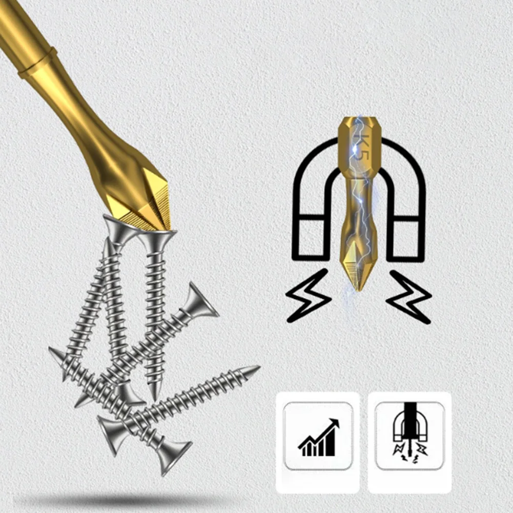 Home Repair 150mm PH2 Magnetic Screwdriver Bit PH2 Cross Bit Magnetized Anti-slip Teeth Hex Shank High Density