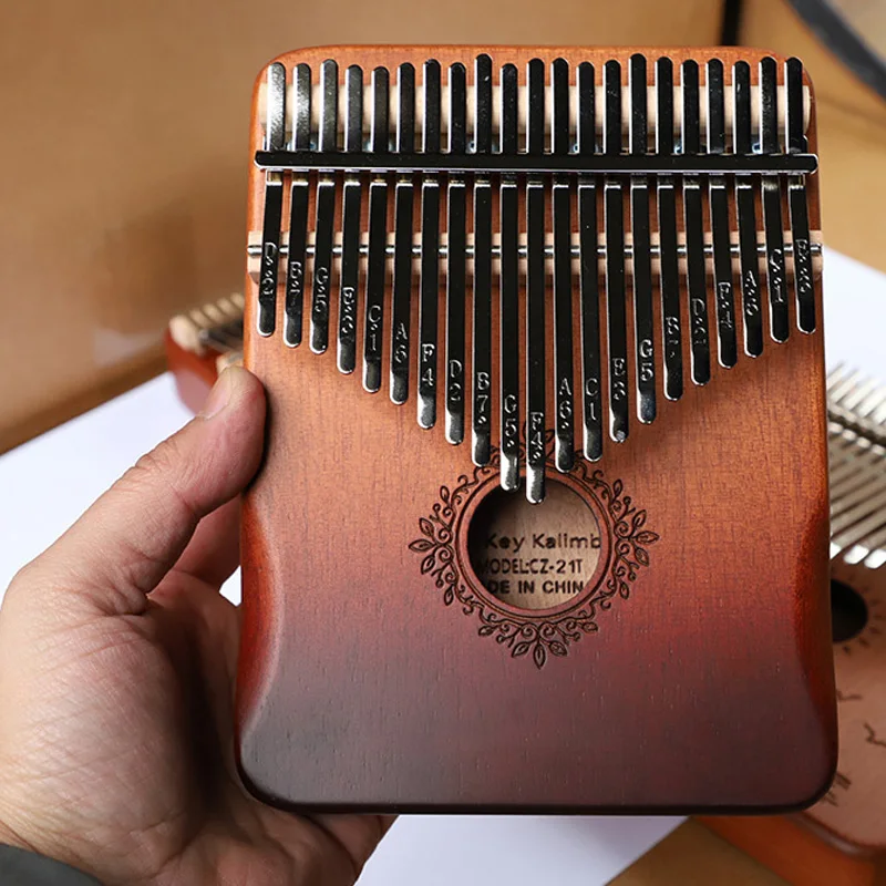 Kalimba 17 Tuşları Maun Ahşap 21 Tuşları Içi Boş Kalimba Sapelli Çocuklar için Mbira Sanza Başparmak Piyano Acemi Müzik Aleti