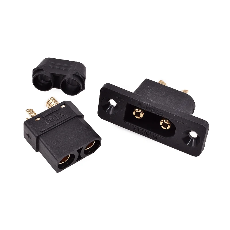 Conector de batería chapado en oro Amass-XT90E-M, enchufe macho XT90E, conector montable XT90, enchufe negro o XT90H-M, carga