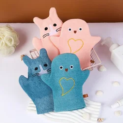 Gants de bain à double couche pour bébé, gant de toilette de forme mignonne pour le bain des enfants, lavage de douche propre, nettoyant pour la peau de massage, dessin animé