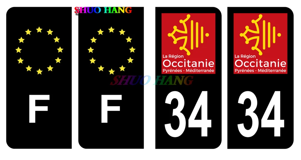 Lot Signage License Plate 34 Herault&F Europe Car Sticker Vinyl Car Accessories Racing Motorcycle Truck Decal PVC