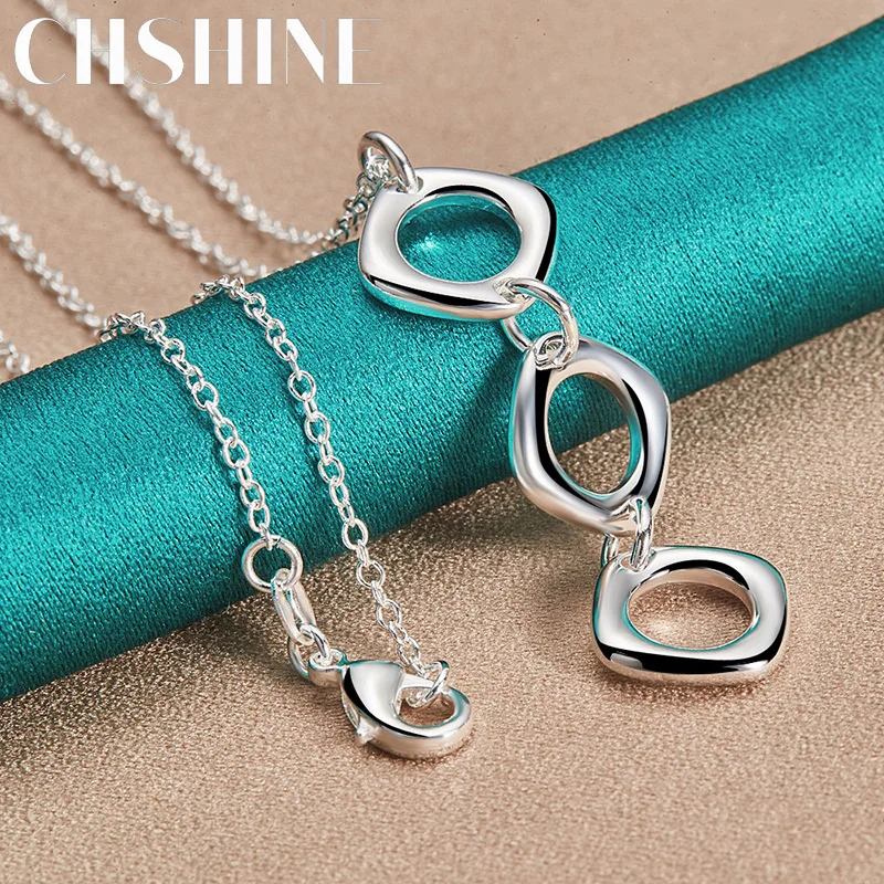 

CHSHINE 925 Sterling Silver Three Round Ring Pendant 16-30 Inch Necklace For Women Charm Wedding Engagement Fashion Jewelry