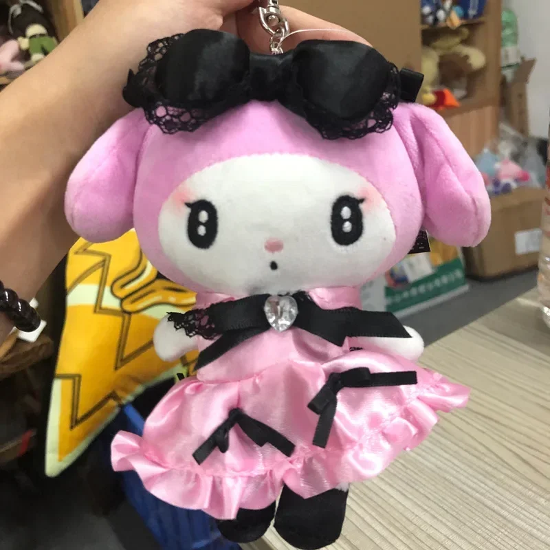 14cm Sanrio Kuromi My Melody peluche bambola Kawaii Black Lace Maid Outfit Series Cartoon Cute Plushie farcito giocattoli regalo di Halloween