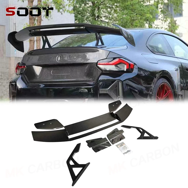 

for BMW M2 G87 M3 G80 M4 G82 G83 Carbon Fiber Spoiler R3 Style Swan Neck Wing Trunk Rear Splitter Adjustable Spoiler body kit