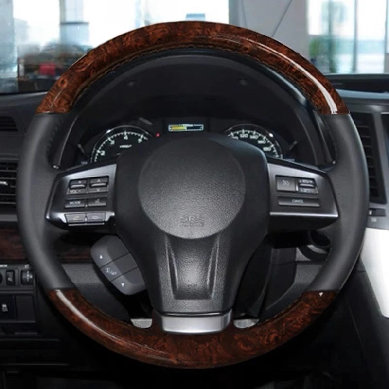 

For Subaru Forester Legacy Outback 2012-2016 Hand Stitched Genuine Leather Peach wood grain Car Steering Wheel Cover Auto Parts