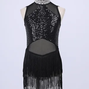 Brillante Strass -Lantejoula Latin Jazz -Tanzkleid, reines Netz, Bulkscheide, Ballett -Lotard -Skating, Tanzkleidung Bühnenbühne für Mädchen 8 Hauptverkäufe langes Chiffon gepresstes Kleid - №8