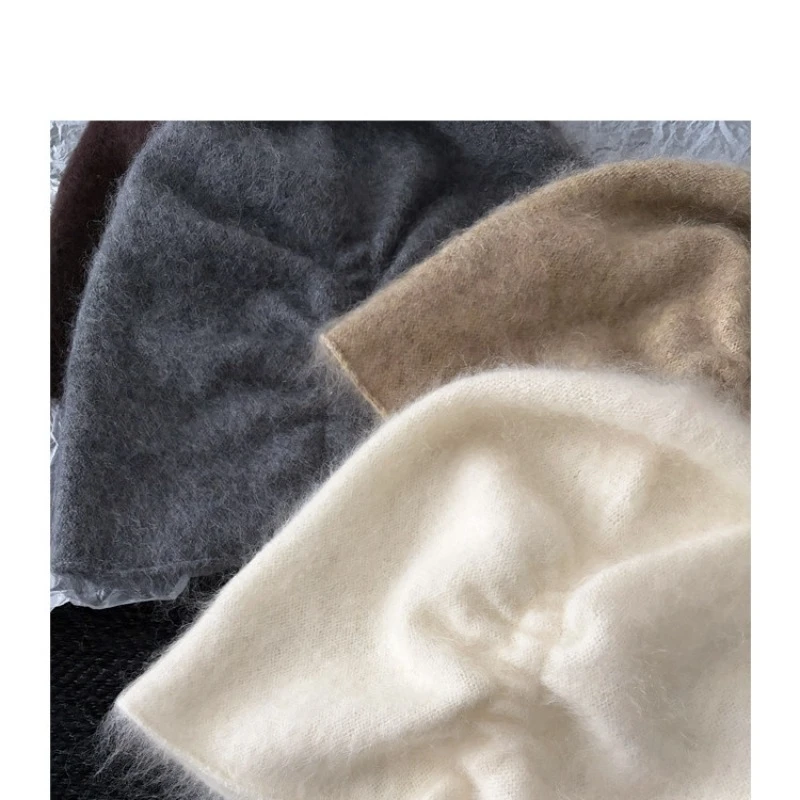 Einfache, einfarbige Plüsch-Strickmütze für Herbst und Winter, warme Outdoor-Ohrenschutz-Skimütze für Damen. – Detail 5