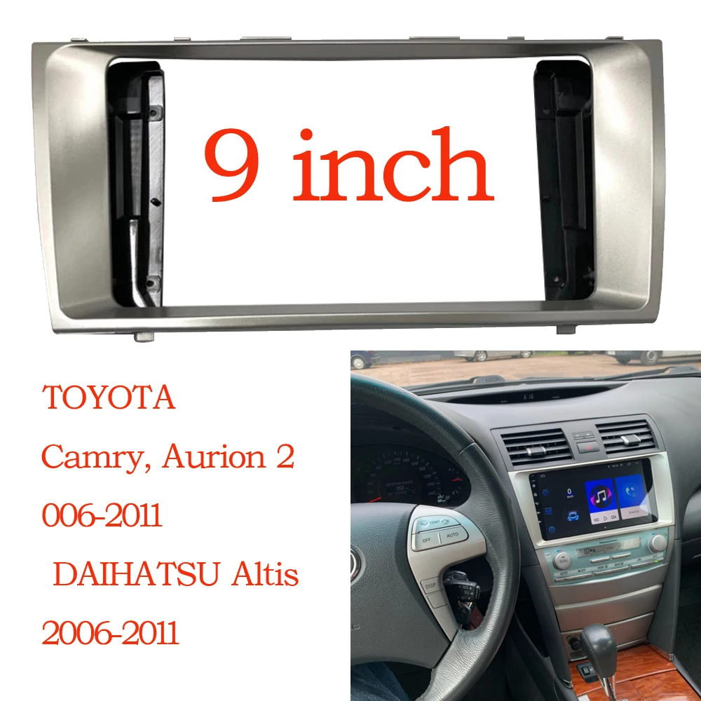 2 Din 9 Inch Top Quality Car Radio Installation DVD GPS Mp5 Plastic Fascia Panel Frame for Toyota Camry 2006-2011 Dash Mount Kit