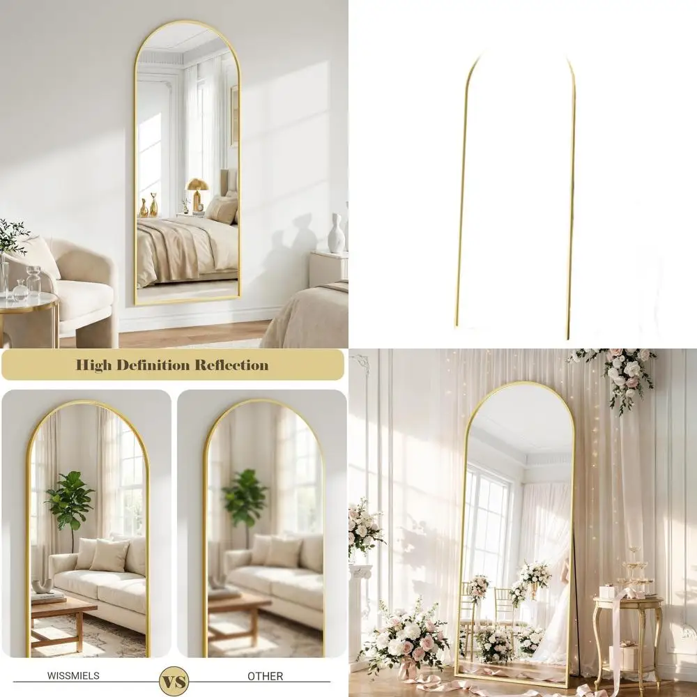 

Large Arched Full-Length Mirror with Stand - Wall or Leaning Mount for Bedroom and Living Room