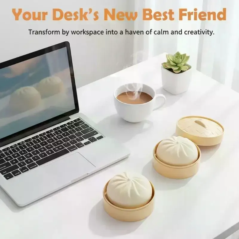 Realistic Steamed Bun Calm Companion – Lifelike Dumpling with Gentle Give, Soothing Focus Aid for Adults