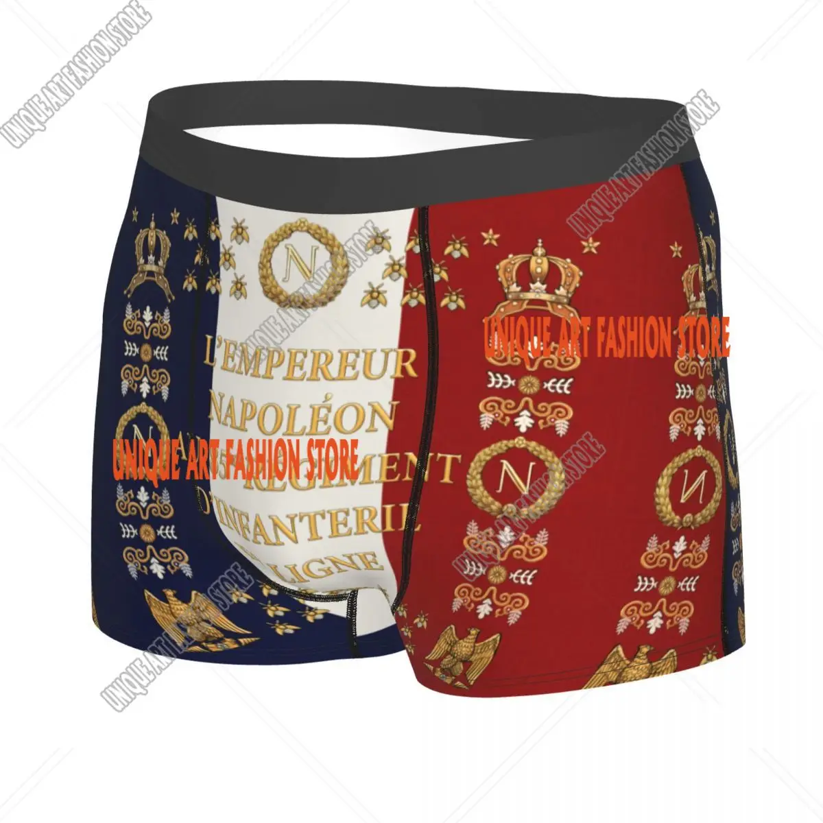 Custom Napoleonic French 85th Regimental Flag Underwear France Fleur De Lis Boxer Briefs Breathbale Shorts Panties Underpants