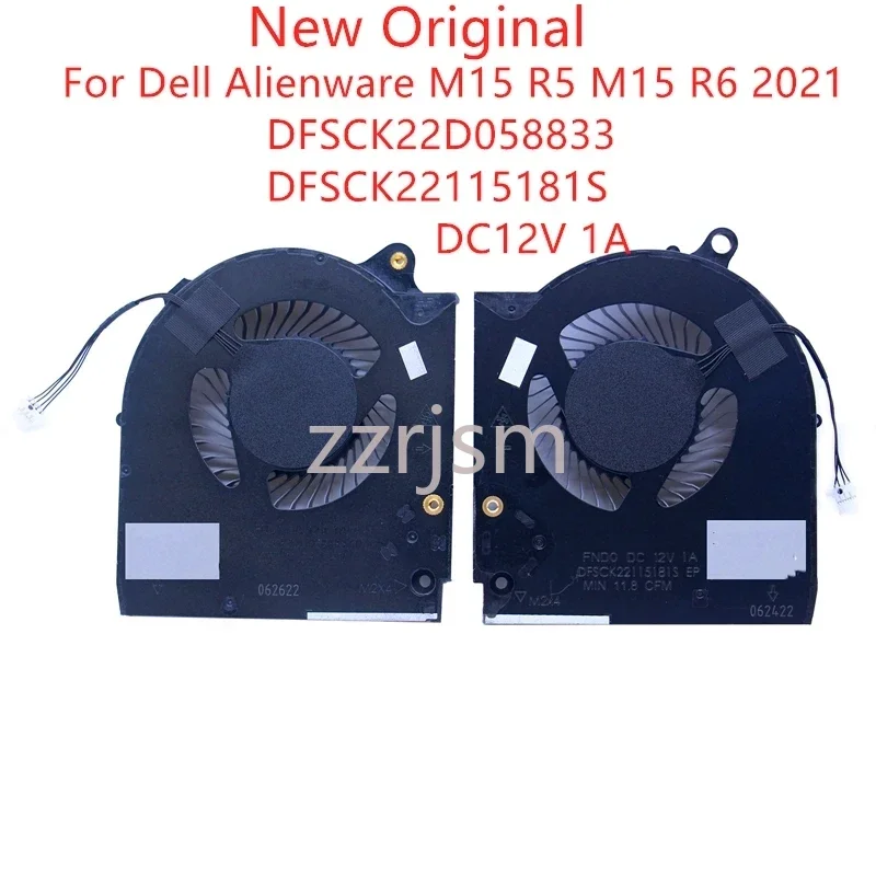 New Original Laptop CPU GPU Cooling Fan For Dell Alienware M15 R5 M15 R6 2021 Fan DFSCK22D058833 DFSCK22115181S DC12V 1A