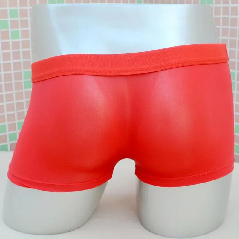 Open Elephant Nose Underwear Men Ice Silk Cuecass  Shorts Low Waist U Convex Pouch Underpant Transparent Panties A50