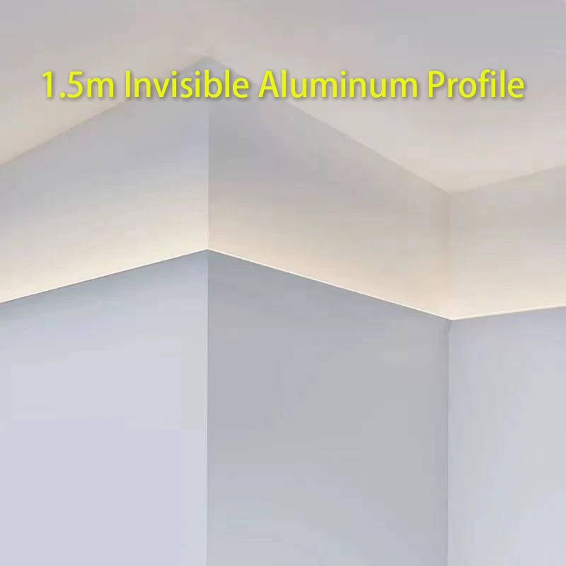 cintura invisivel perfil de aluminio tira luzes canto superior parede ascendente lavagem linear luz gesso escondido teto barra dura 15m 01