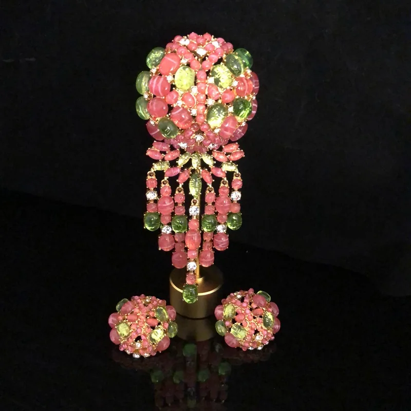 Handcrafted brooches tassels earring embroidered diamond stud earrings brooches flower jewerlry