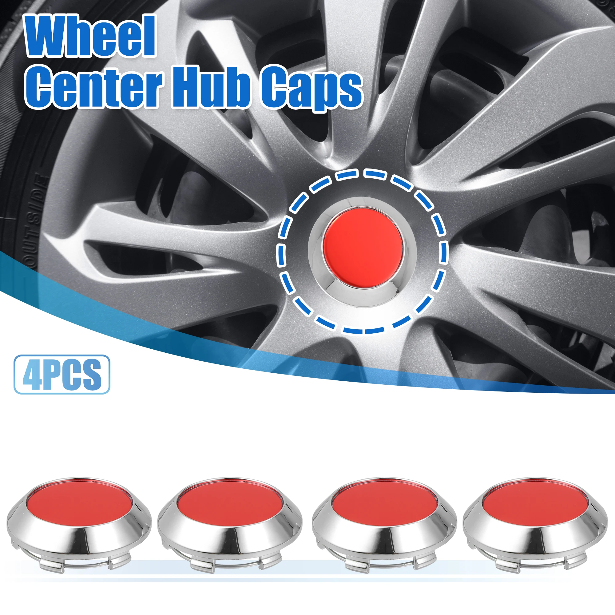 X Autohaux 4 Pcs 70mm Dia 6 Clips Car Wheel Tyre Center Hub Caps Silver Tone Gloss Blue