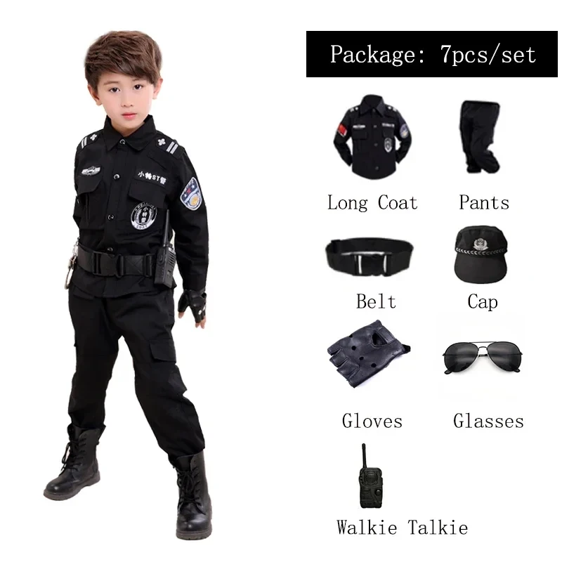 2026 Kids Policemen Costumes Police Cop Cosplay Army Police Uniform Clothing Set Fighting Performance Boy Military Trainin 7HROZ view 4
