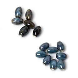 Dark Blue Glazed Ceramic Beads Barrel Shape for DIY Necklace Bracelet Earrings Making 21x14mm
