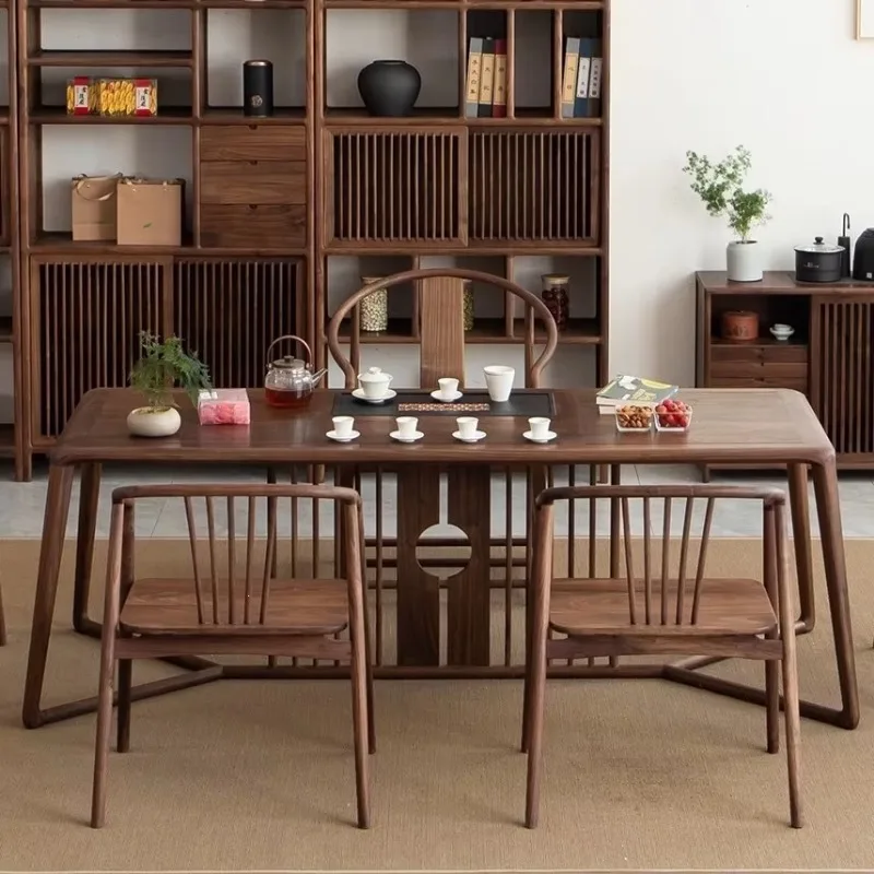 North American Black Walnut Solid Wood Dining Chair New Chinese Style Mortise and Tenon Round Dining Chair