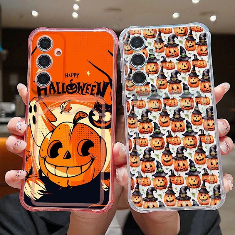 Card Bag Phone Case For Samsung Galaxy A18 A57 A37 A17 A27 A56 A55 A16 A36 S26 S24 S23 Ultra S25 FE Small Pumpkin Pattern Cover