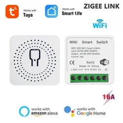 16A Tuya Smart WiFi Switch 2-Way control DIY Switch Circuit Breaker Module App Voice Control Alexa Google Smart Home Automation